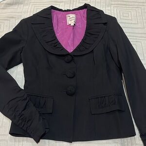 Nanette Lepore Black Blazer with pink/purple Lining